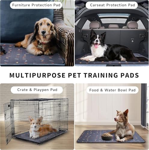 Image of Sunheir Washable Pee Pads for Dogs Large 24 inch x 72 inch 2-Pack Reusable Puppy Pads Pet Training Pads, Absorb Dog Mats, Whelping Pad, Non-Slip Protects Against Urine Leakage,Runner Rug (Leaves - Light Grey)