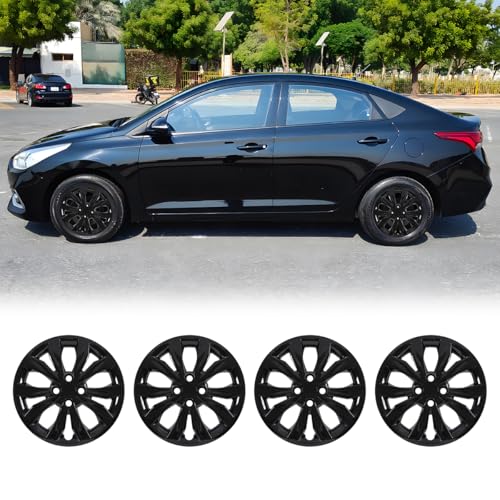 I1MOTOR Hubcaps 15 Inch Wheel Covers for 2008-2012 Honda Accord Sedan & 2018-2023 KIA Rio Sedan & 2018-2023 KIA RIO5, R15 Wheel Rims Covers Hub Caps Bolt-on Car, PP Material, Set of 4, Black Lacquer