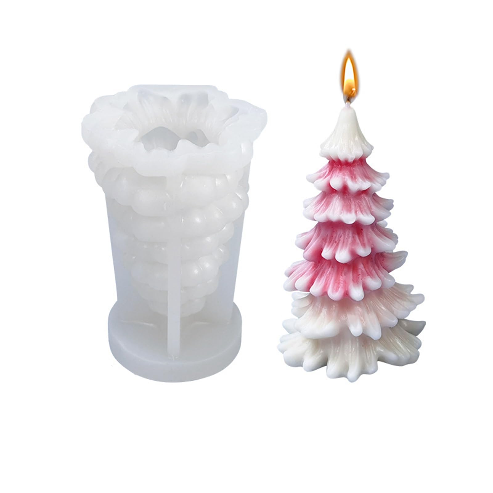 Stiesy Christmas Tree Candle Moulds, 2Pcs Christmas Silicone Scented Candle Making Mold, 3D Tree Pillar Resin Mould Gypsum Molds for DIY Wax Soap Candles Aromatherapy Crafts Home Table Party Decor