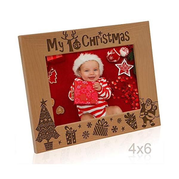 KATE POSH Bilderrahmen mit Gravur "My 1st Christmas", aus Naturholz, 10 x 15 cm – Bild 4