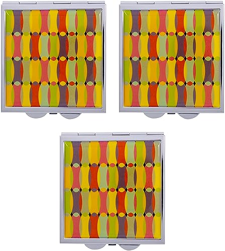 Stephanie Imports Set of 2 Rectangular Vintage Lipstick Cases With Glass Mirror (Silver Ripple)