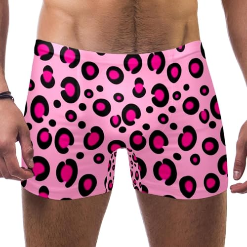 Mens Art Leopard Print-1896 Jammer Swimsuit Elastic Waistband Short Boxer Swimsuit Board Shorts, XXL,