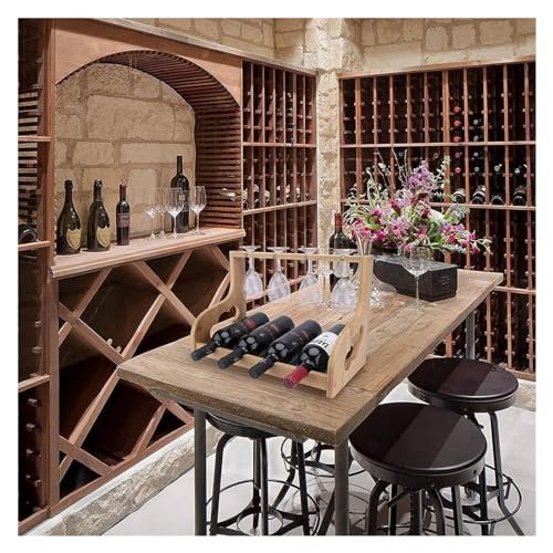 Soporte para Botellas de Vino de Madera con Porta Copas miniatura 3