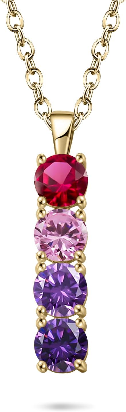 LucySky 925 Sterling Silver Birthstone Necklace Personalized 1-6 Mother Necklace for Anniversary Birthday Mother’s Day Christmas Valentine's Day