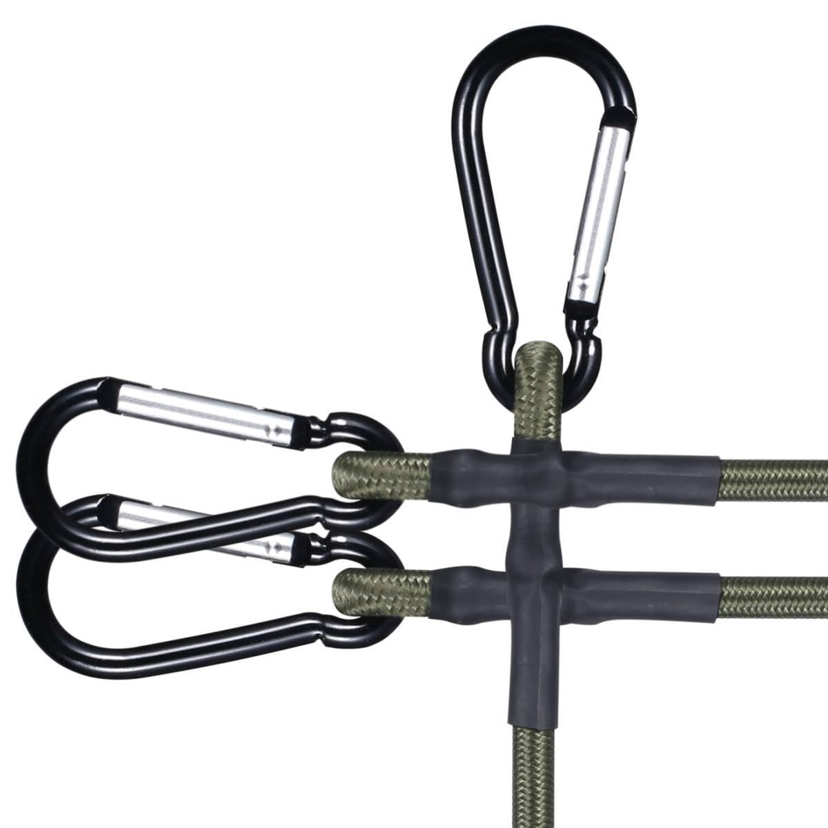 Yuxh 40" Bungee Cord with Carabiner Hooks Olive Drab 3Pcs