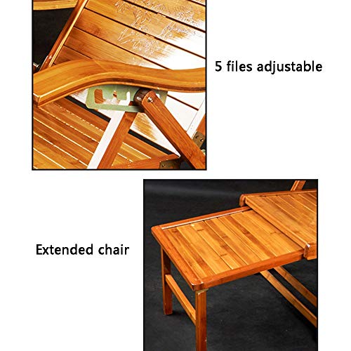 Chaise longue bois pliante extérieur transat réglable de jardin - 7