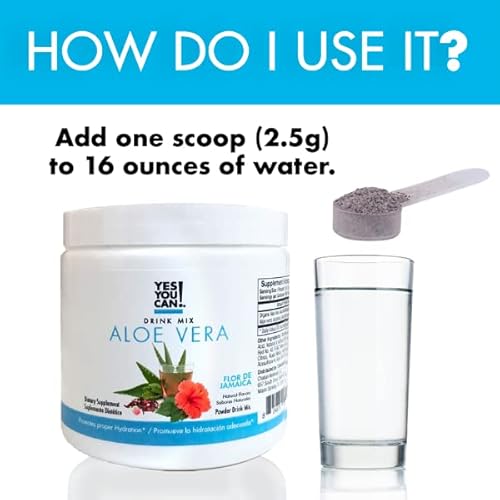 Yes You Can! Aloe Vera Drink Mix - Energy Drink Powder, Organic Super Greens Powder from Aloe Vera Plant - Aloe Vera Juice Organic - Greens and Superfoods, Super Greens - Made in the USA (Hibiscus)