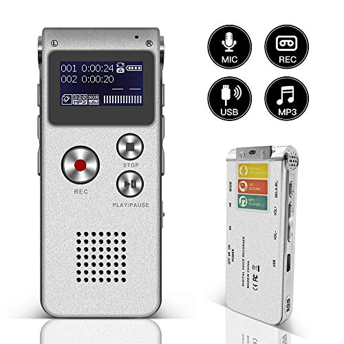 Voice Recorder, Digital Voice Recorder, eBoTrade 8GB Multifunctional Rechargeable Dictaphone, Audio MP3 Music Player with Mini USB Port