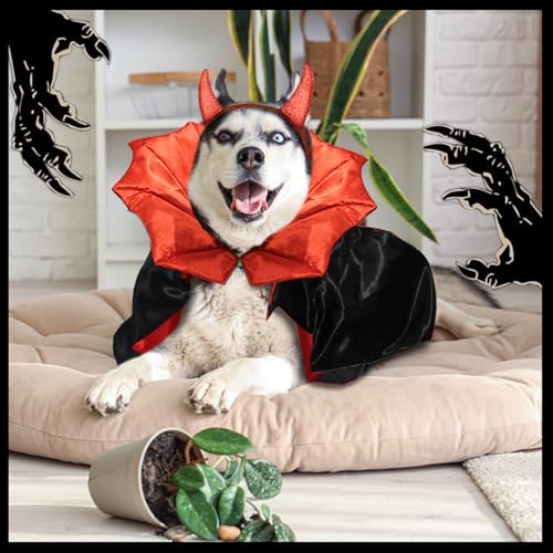 Disfraz Vampiro para Perros y Gatos Rojo y Negro miniatura 2