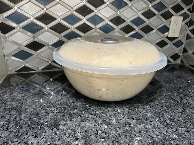Miniatura 8 de The Challah Bowl con tapa, elevador de masa, probador, cuenco de plástico con tapatapa, extra grande de 15 litros, puede adaptarse a 6-7 libras de