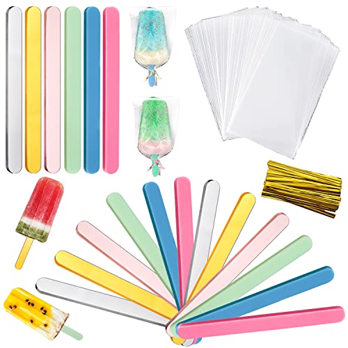 Batonnet de Glace Baton Glace 30 Pièces Acrylique Baton de Glace Réutilisables Batonnets de Glace 11.5 x 0.95 x 0.25cm pour DIY Gâteau De crème glacée Faire abaisse Langue Touillette cafe Cover