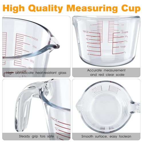 Vaso medidor de vidrio borosilicato 500 ml con asa miniatura 5