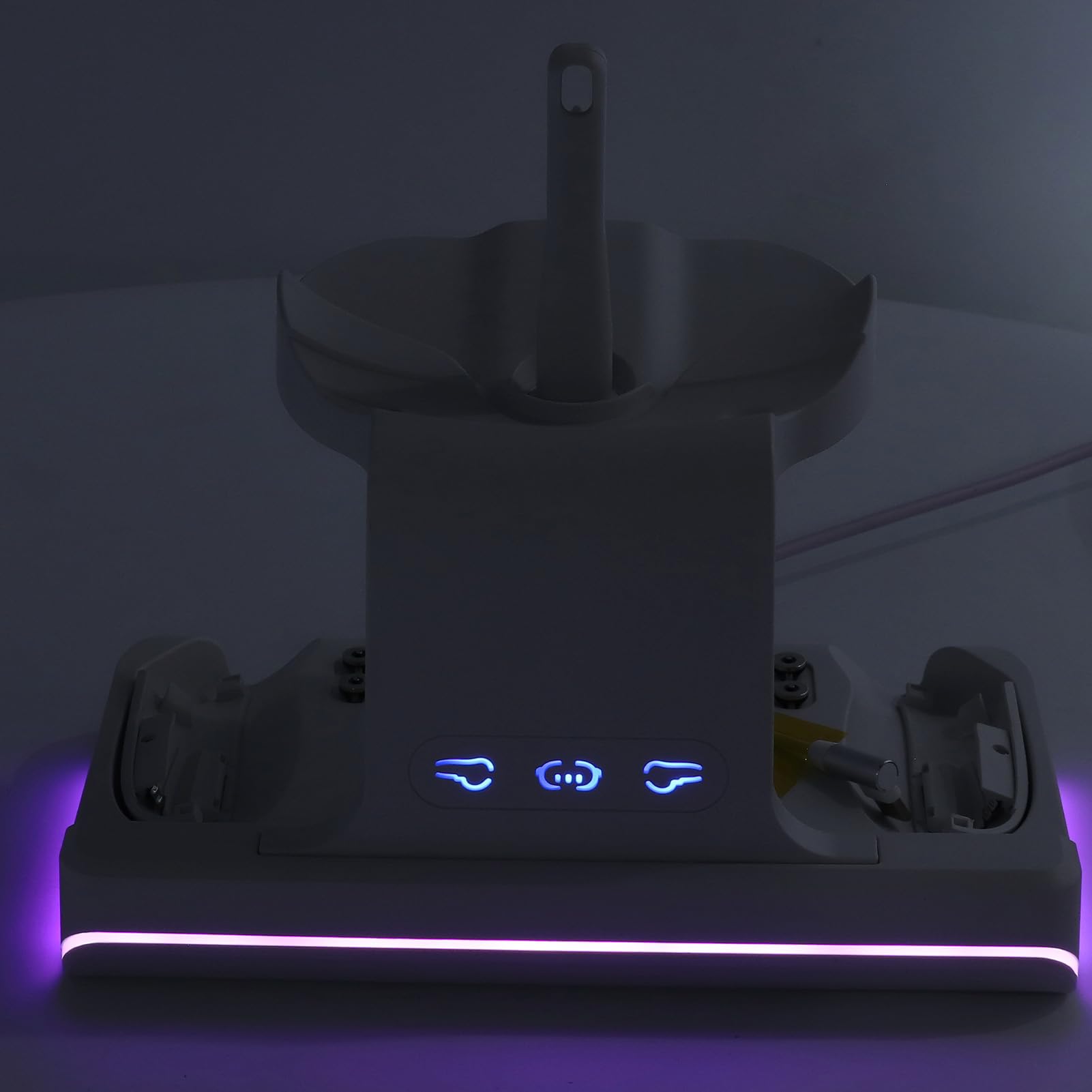 Base di Ricarica per Controller Visore VR, Pratico Supporto di Ricarica per Controller VR, Luce RGB per Dispositivo VR (WHITE)