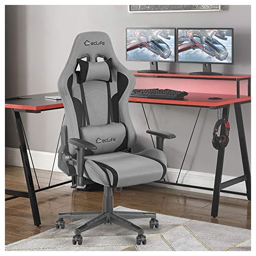 Okeysen Gaming Chair Fabric Computer Chairs, Ergonomic Video Game Chairs for Kids Adults, Gamer Chair with Massage, Gaming Recliner for Teens. (Grey)