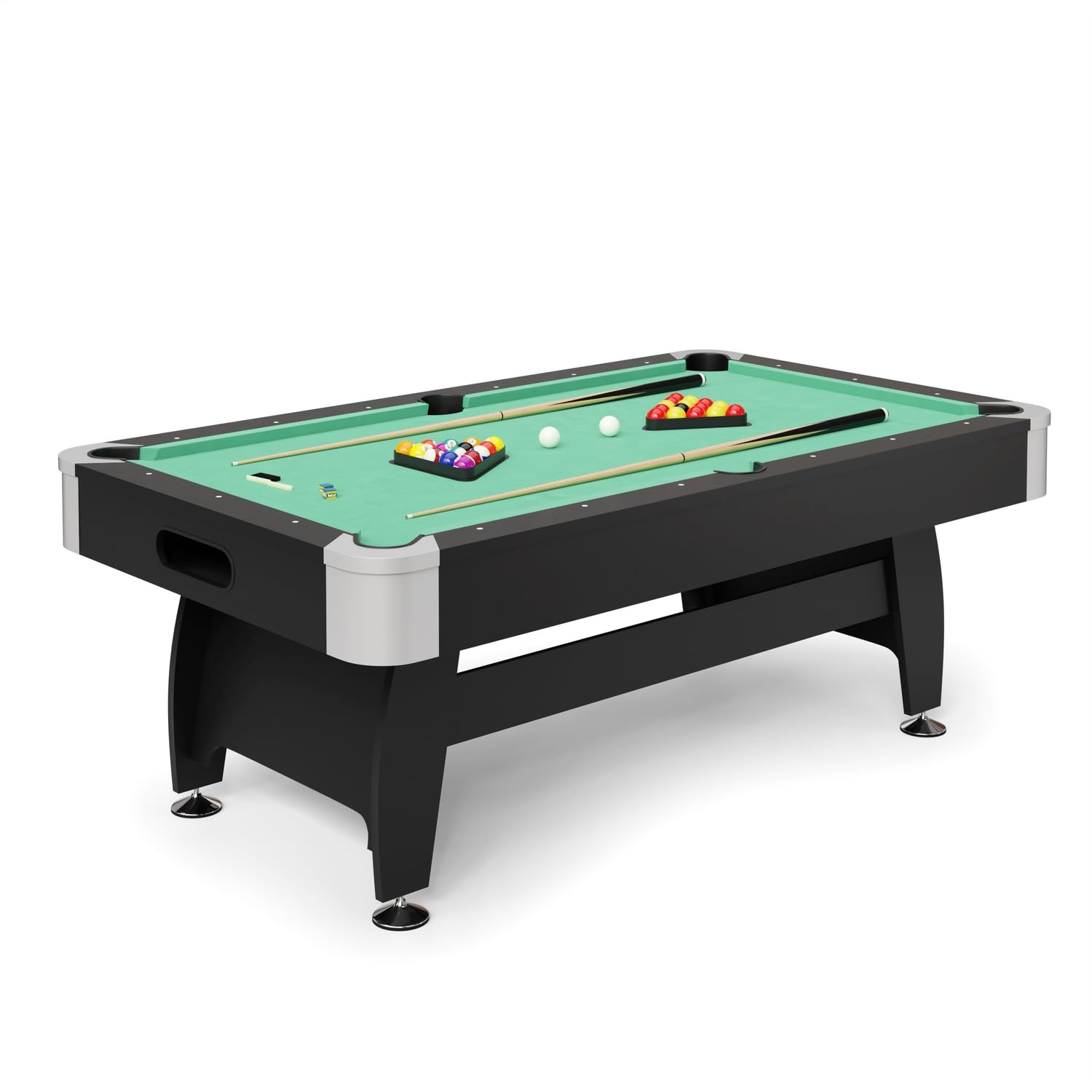 Billard Américain avec Retour de Boules Automatiques et Accessoires, 220 x 123 x 80 cm - Noir et Tapis Vert