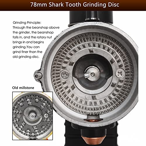 Feixunfan Kaffeemühle Elektrische Kaffeemühle Hai Zahn 78mm Ghost-Zahn-Kaffee Miller für Kaffee Bohne (Farbe : Black… – Bild 5
