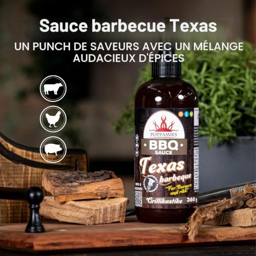 Sauce barbecue Poppamies Texas Barbeque – Saveur fumée et acidulée, parfaite pour les grillades, les trempettes et les marinades – Sans gluten, végétalienne – 360 g – vue 2