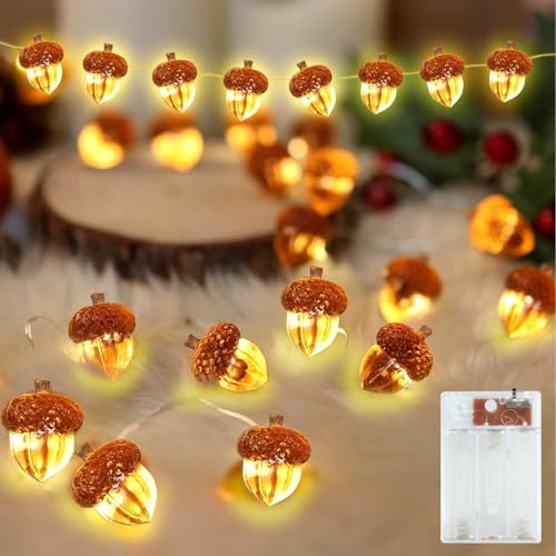 Lucine a Ghirlanda D'Autunno,Foglie di Acero Luci,Luci Della Stringa a Batteria,Luci Fata Interno Esterno per Autunno, Halloween, Natale (Arancione A)