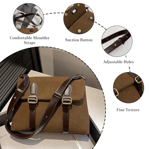 Messenger Bag for Men&Women Travel College Unisex Crossbody Suede Shoulder 12.9 Inch Tablet Satchel Expandable4