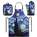 UOIMAG Van Gogh - Delantal largo con diseño de cielo estrellado para horno, 3 unidades, resistente al calor