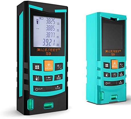 Mileseey S9 80m/264ft Handheld Yellow Laser Distance Meter Rangefinder Range Tester with Bubble Level Tape Measure Accuracy +-1.5mm