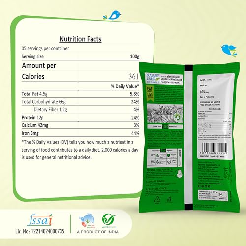 Image of Natureland Organics Bajra / Pearl Millet Flour 500 Gm - Organic Flour