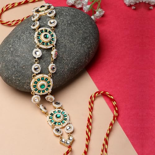 Gold-Plated Borla Style Matha Patti with Multi-Colour Stones