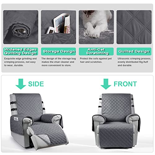 aolceth Recliner Chair Cover with Side Pockets, Slipcover 2 Elastic Straps - Image 4