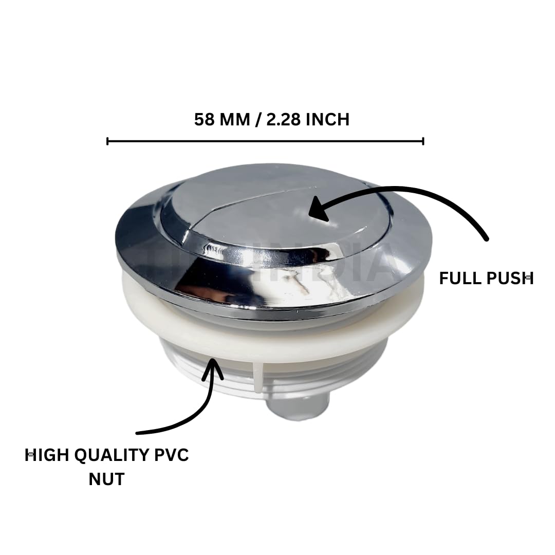 Dual Flush Push Button Toilet Water Tank | Replaceable Round Toilet Flushing Button | Compatible with all brands | universal toilet flush (58 mm / 2.28 inch) button 2pc