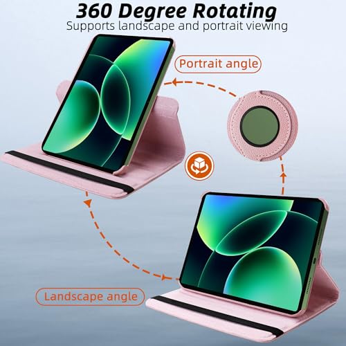 Image of TGK 360 Degree Rotating Flip Cover Case for Xiaomi Mi Pad 8 /8 Pro /Mi Pad 7 /7 Pro 11.2 inch Tablet (Rose Gold)