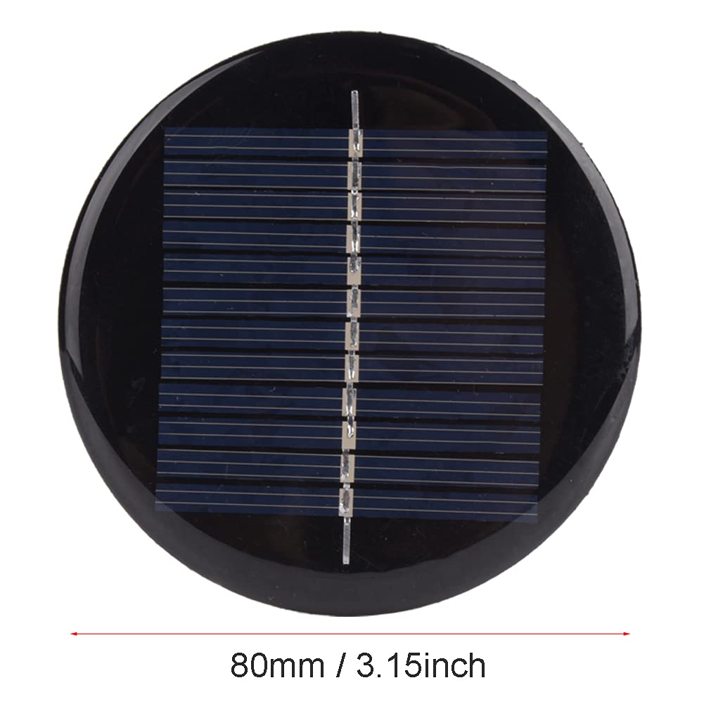 Pannello solare in silicio policristallino rotondo da 6 V e 80 mm, 4 pezzi, cella solare portatile ed efficiente con stabilizzazione della tensione, piccolo pannello solare leggero