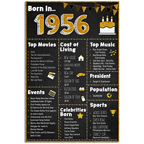 Renditions Gallery 65th Birthday Decoration Born in 1956 Birth Year Anniversary Poster for Home or Office Great Idea Gift and Party Décor Supplies for 65 Years Old Men Women, 12x18
