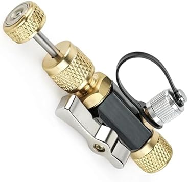 Vacuum-Rated Valve Core Removal Tool Brass and Plastic 1/4 in x 5/16 in with Side Port for Vacuum Gauge Compatible with R410A HVAC Systems