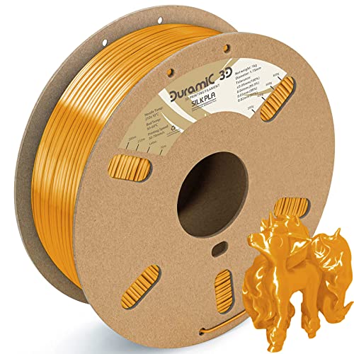 Image of DURAMIC 3D Silk Dual Color PLA Filament Shinny High Gloss Finish 1.75mm | 3D Printing Filament with Cardboard Spool,No-Tangling Neatly Wound Dimensional Accuracy 99% + /- 0.03mm 1KG Silk Royal Gold