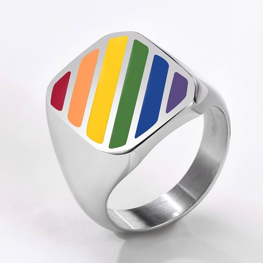 アクセサリー MHT Rainbow Multicolored Ring #12 Rainbow Stainless Steel Ring – AZERO - Stainless Steel Jewelry