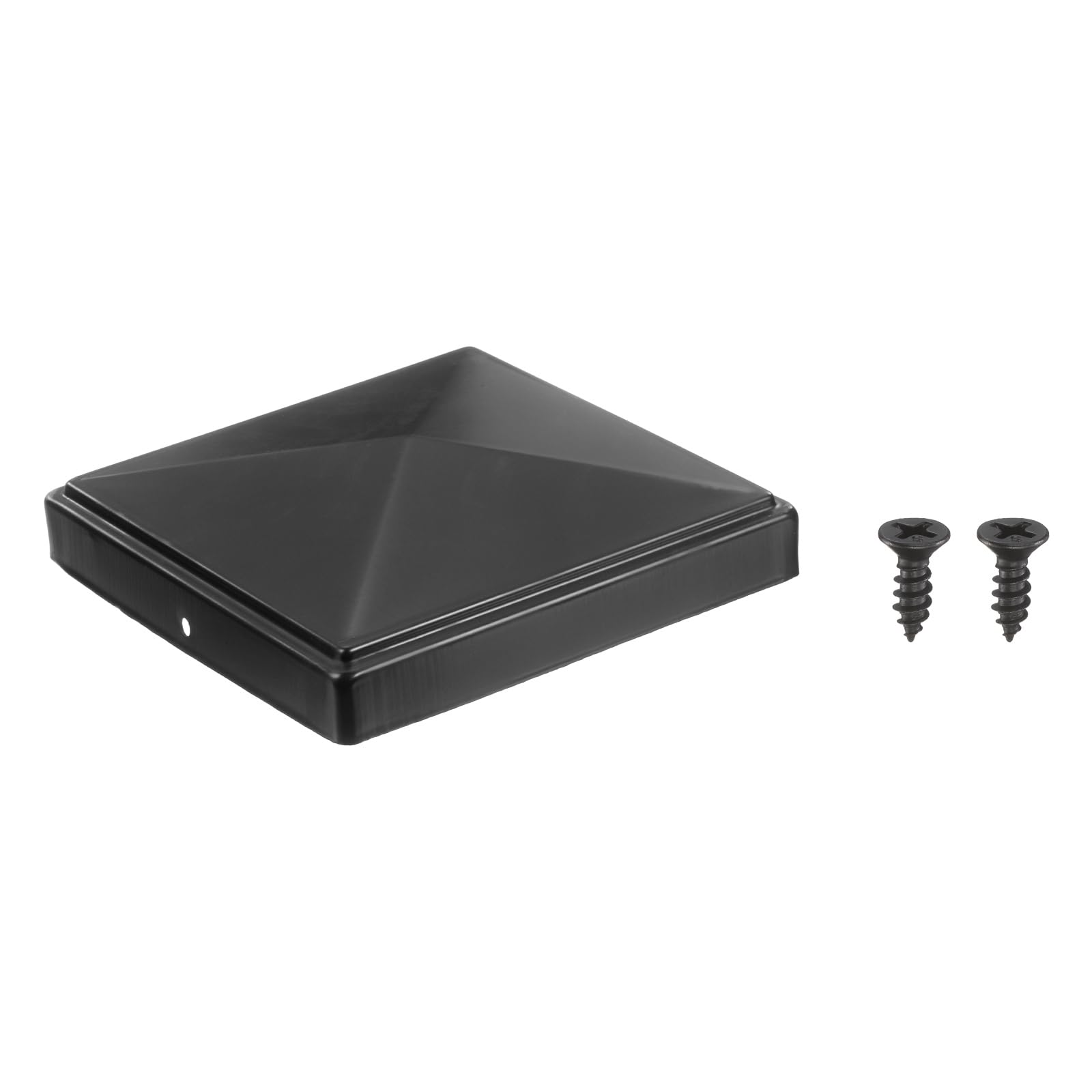 sourcing map 152 x 152mm Pyramid Post Cap, 1Pcs Galvanized Steel Fence Post Cover with Screws for Wood/Metal Fence Posts, Mailbox Pyramid Cover, Outdoor, Garden, Decks, Black