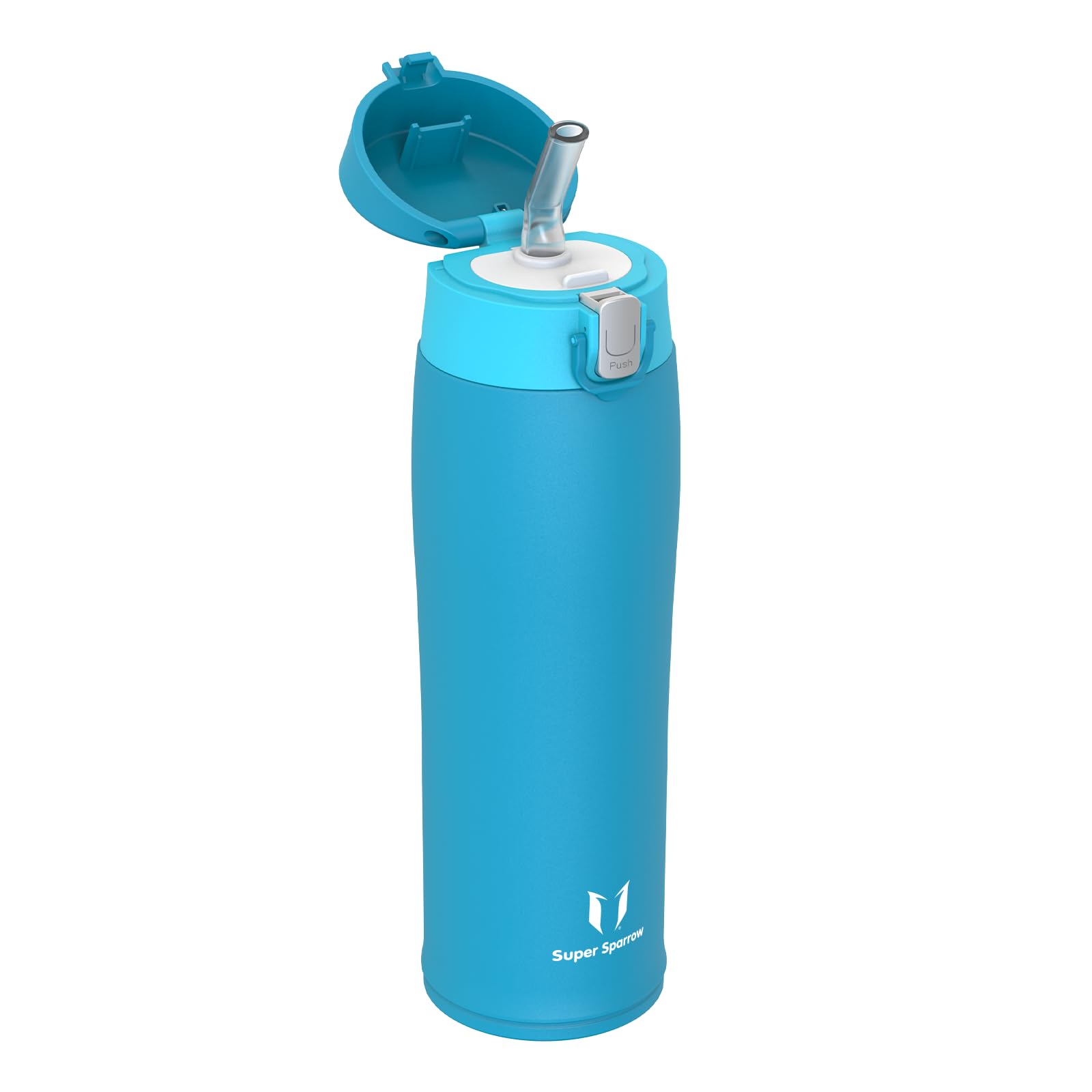 Super Sparrow Borraccia con Cannuccia, Acciaio Inox Bottiglia Termica - 350ml, 500ml, 750ml - Senza BPA Tazza Termica, Bottiglia Termica per Bambini, Scuola, Sportiva, Campeggio