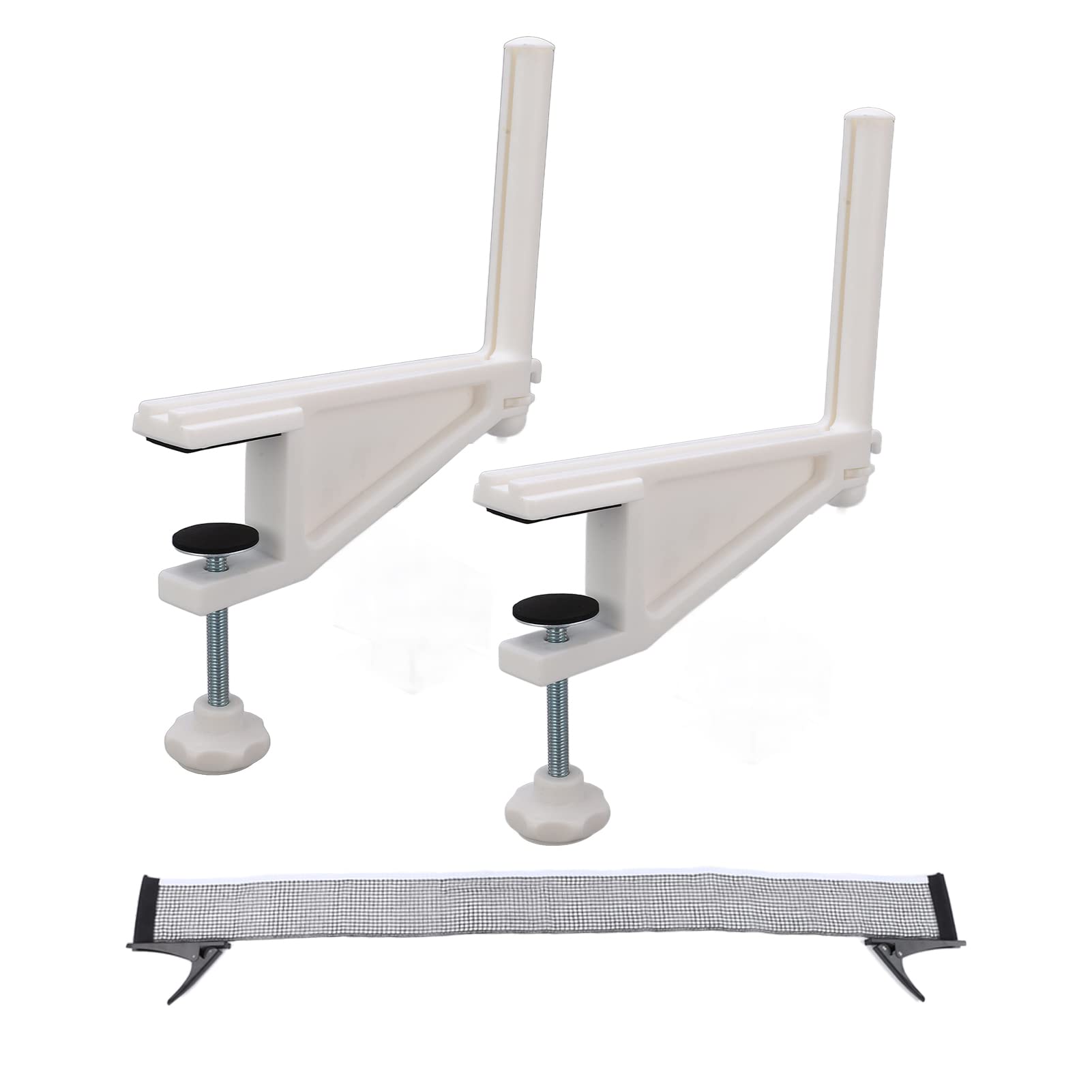 OUKENS Table Tennis Net Rack Frame Set, Professional Portable Table Tennis Net with Adjustable Clamp Post Set, Screw Fixation Portable and Easy Setup (White)