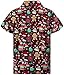 KING KAMEHA Men's Ugly-Christmas-Shirt Funky Short-Sleeve Button-Up Ginger-Bread Print Casual, Ginger-Bread, Red, S