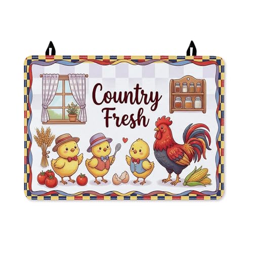 Cuisinière électrique couverte d'une housse rustique Coq pour une cuisine conviviale