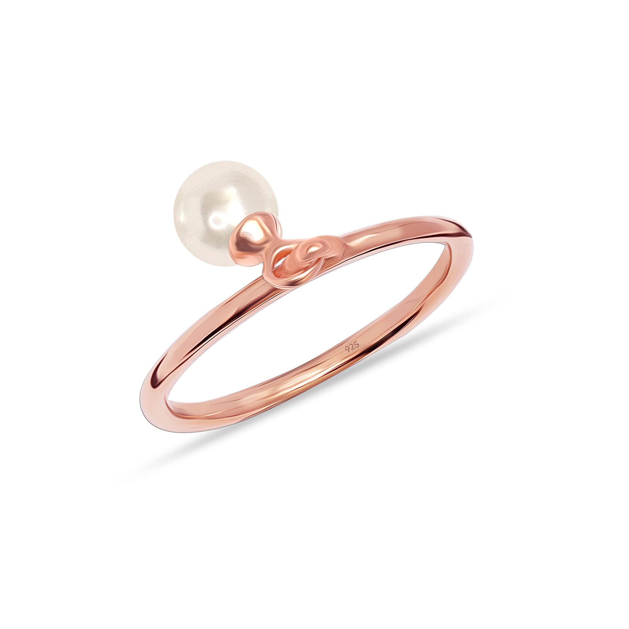 LeCalla 925 Sterling Silver BIS Hallmarked Rose Gold Plated Hanging Pearl Rings for Women and Girls (Ring Size - 7) (B0CKB9QKS2) Amazon Price History, Amazon Price Tracker