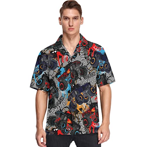 visesunny Stylish Men's Hawaiian Print Button Down Short Sleeve Shirt Funny Tropical Floral Casual Beach Shirts Gift