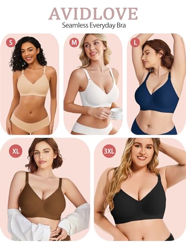 Image of Avidlove Wireless Bras for Women Push Up No Underwire Bra Full Coverage Seamless Bralettes Support Comfortable Everyday Bra