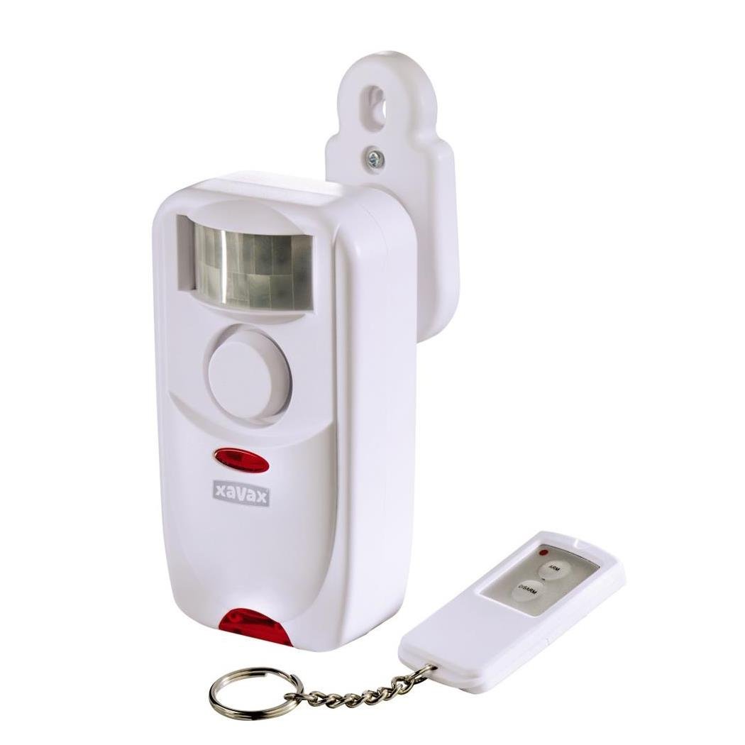 Xavax Alarmanlage mit Bewegungsmelder Inkl. Fernbedienung, 118 dB Signal, Ladenklingel