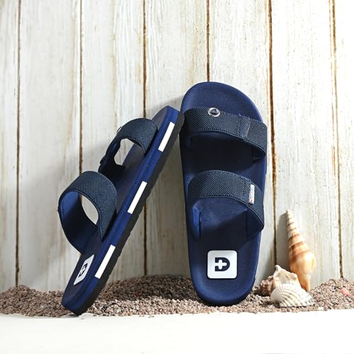 Image of DOCTOR HEALTH SUPER SOFT Men's Double Strap Casual Slides | Lightweight Cushioned EVA Slippers | Anti-Slip Comfortable Open Toe Sandals for Indoor Outdoor Everyday Wear