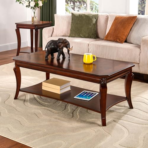 LEEMTORIG Vintage Wood Coffee Table for Living Room, 47 inches