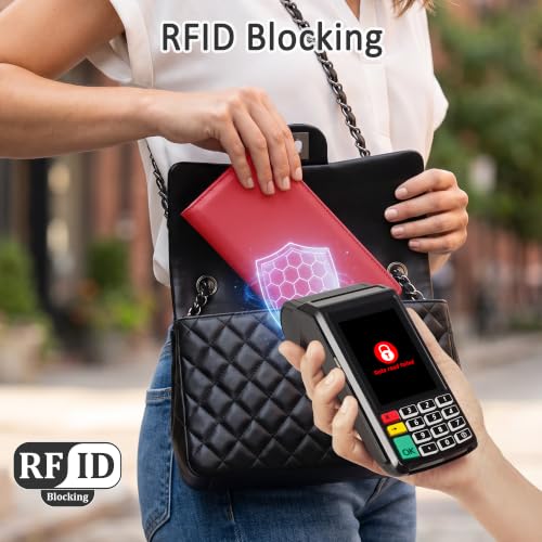 Image of Tipmile Slim Wallet for Women, RFID Blocking Credit Card Holder | 1 Zipper Pocket, 1 ID Window, 3 Cash Compartments, 11 Card Slots