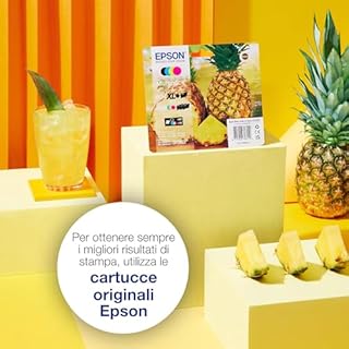 Epson 604 Serie Ananas - Cartucce per stampante getto d'inchiostro, Multipack 4 colori (Nero, Ciano, Magenta, Giallo), Formato STD, Stampe affidabili casa e ufficio, Confezione EasyMail