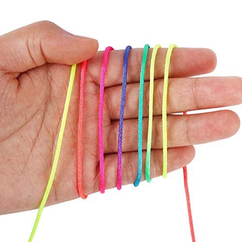 Image of Tenn Well Satin Rattail Cord, 295 Feet 2mm Colorful Nylon String for Macrame Bracelets, Necklaces, Jewelry Making, Beading, Arts and Crafts, String Games