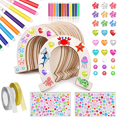 Produktfoto von 40 Stk Hufeisen Holz Set, Hufeisen Kindergeburtstag, Pferde Deko Kindergeburtstag, Holzpferd Zubehör, Pferde&hellip;